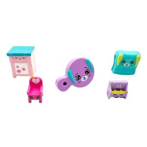 Shopkins Furniture Lot Chair Piano Vanity Brush Shelf Bundle